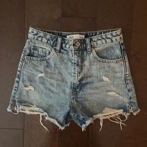 Zara Distressed Denim Shorts